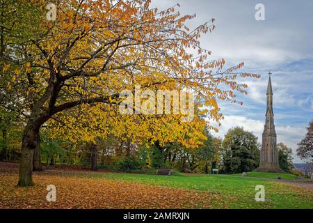 Regno Unito, South Yorkshire, Sheffield, Monumento Al Colera e Terreni durante l'autunno Foto Stock