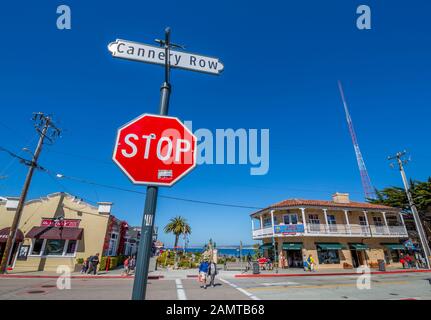 Cannery Row, Monterey Bay Peninsula, Monterey, California, Stati Uniti d'America, America del Nord Foto Stock