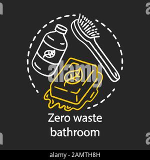 Icona zero waste bathroom Chalk Concept. Cosmetici biologici, ecologici e cosmetici ecologici per la bellezza. Stile di vita verde, gestione dei rifiuti. Vec Illustrazione Vettoriale