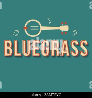 Bluegrass vintage 3d caratteri vettoriali. Carattere retrò grassetto, carattere tipografico. Pop art testo stilizzato. Lettere in stile vecchia scuola. 90s, poster 80s, banner, t shirt ty Illustrazione Vettoriale