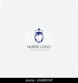 Assistenza medica e sanitaria con Infermiere capo Logo Design Illustrazione Vettoriale