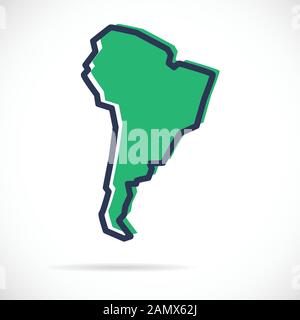 Semplice mappa stilizzata del Sud America Illustrazione Vettoriale