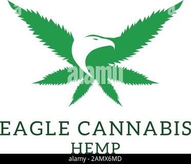 Eagle cannabis canapa disegni logo, ispirazione logo cannabis Illustrazione Vettoriale