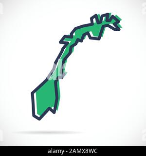 Semplice mappa stilizzata della Norvegia Illustrazione Vettoriale