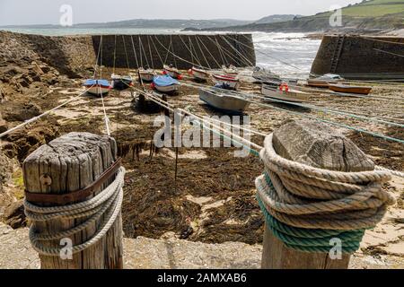 Il porto più piccolo in Francia - Port Racine, Normandia, Francia Foto Stock