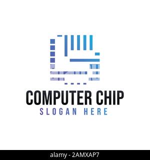 Lettera L S, computer a chip, idee per il logo del circuito. Design del logo Inspiration. Illustrazione Vettore Modello. Isolato Su Sfondo Bianco Illustrazione Vettoriale