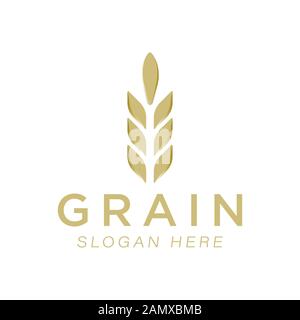 Grano, grano, riso, agricoltura, idee logo azienda. Design del logo Inspiration. Illustrazione Vettore Modello. Isolato Su Sfondo Bianco Illustrazione Vettoriale