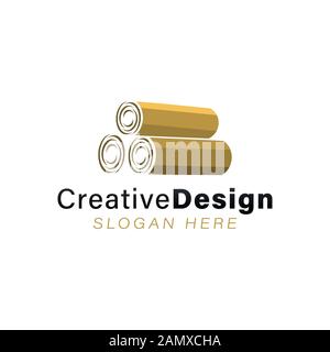 Pile di legno logo idee. Design del logo Inspiration. Illustrazione Vettore Modello. Isolato Su Sfondo Bianco Illustrazione Vettoriale