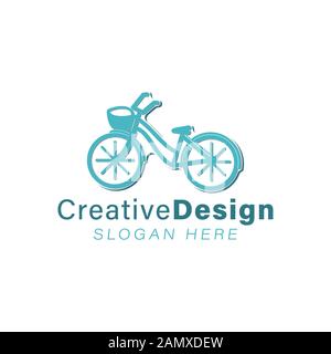 Mono linea bicicletta logo idee. Design del logo Inspiration. Illustrazione Vettore Modello. Isolato Su Sfondo Bianco Illustrazione Vettoriale