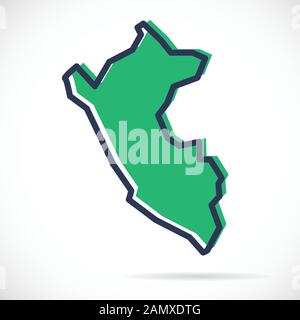 Semplice mappa stilizzata del Perù Illustrazione Vettoriale