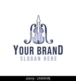 idee per chitarra, violino, logo di strumenti musicali. Design del logo Inspiration. Illustrazione Vettore Modello. Isolato Su Sfondo Bianco Illustrazione Vettoriale