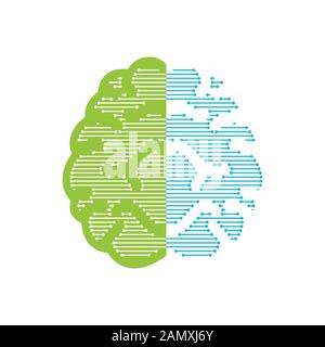 Logo Brain TECH Logo Ispirazione logo design. Illustrazione Vettore Modello. Isolato Su Sfondo Bianco Illustrazione Vettoriale