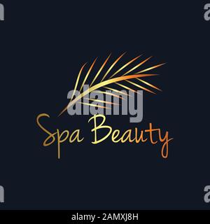 Bellezza spa di lusso, palme logo idee. Design del logo Inspiration. Illustrazione Vettore Modello. Isolato Su Sfondo Bianco Illustrazione Vettoriale