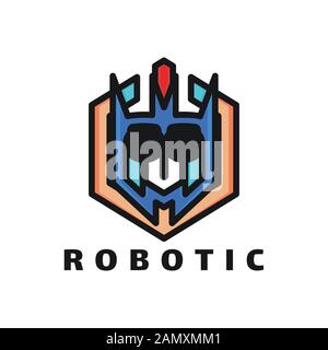 Idee con logo robotico. Design del logo Inspiration. Illustrazione Vettore Modello. Isolato Su Sfondo Bianco Illustrazione Vettoriale