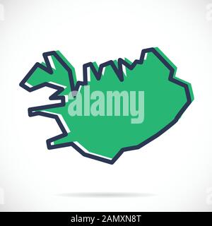 Semplice mappa stilizzata dell'Islanda Illustrazione Vettoriale