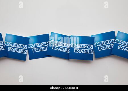 Londra, Regno Unito - Gennaio 15th 2020: Logo American express stampato su carta Foto Stock