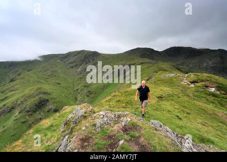 Walker on High Hartsop Dodd Fell, Hartsop villaggio, Kirkstone passo, Lake District National Park, Cumbria, Inghilterra, UK High Hartsop Dodd Fell è uno di questi Foto Stock