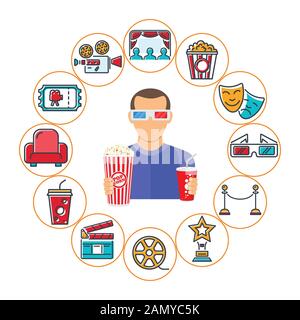 Cinema e Film Banner Illustrazione Vettoriale