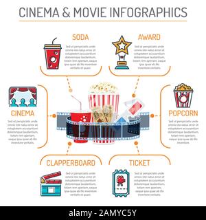 Cinema e Film Infographics Illustrazione Vettoriale