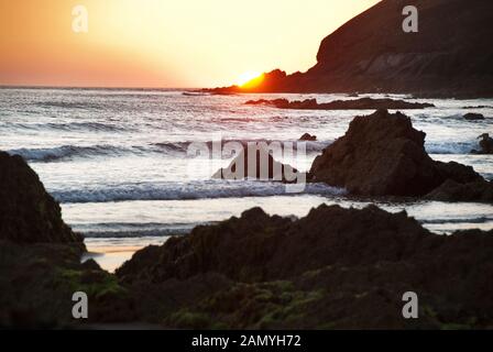 Croyde Bay, North Devon Regno Unito al tramonto Foto Stock