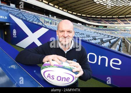 BT Murrayfield Stadium.Scotland, Edinburgh.UK 15th-Jan-20 Scotland Rugby Squad Announcement; Head Coach Gregor Townsend nomina la più ampia squadra scozzese per Le Partite del 2020 Guinness Six Nations. Credito: Eric mccowat/Alamy Live News Foto Stock