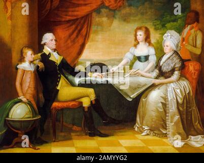 The Washington Family, (ritratto della famiglia George Washington), dipinto di Edward Savage, 1789-1796 Foto Stock