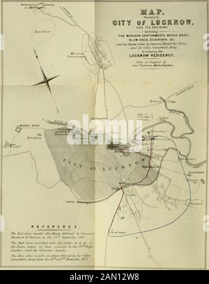 Un resoconto delle mutine in Oudh e dell'assedio della Lucknow Residency; con alcune osservazioni sulla condizione della provincia di Oudh e sulle cause del mutismo dell'esercito bengala. ma fu costretto a disdire, e ad ascurire la fiducia che non si sentiva. Quei giorni erano indeedpaurful!- Ci era forAlarm di causa troppo reale; e il sepoy penetrò prontamente il disguiseof ha supposto la fiducia. Vedendo solo una manciata di europei si opponevano a lui, si considerò presto un successo, e mise a piedi un grande con Foto Stock