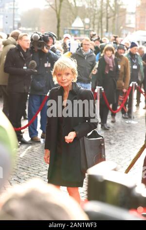 Uschi Glas, Trauerfeier für Jan Fedder, St. Michaelis, Englische Planke, Amburgo, 14.01.2020 Foto Stock