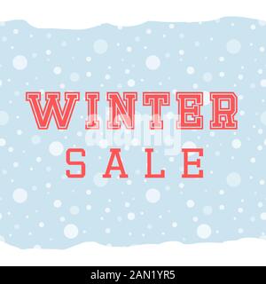 Inverno vendita firmare il testo con la neve in background. Illustrazione Vettoriale