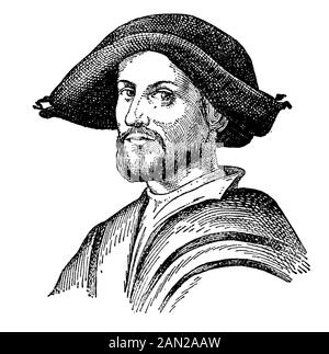 Cesare Borgia; 13 settembre 1475 – 12 marzo 1507, Duca di Valentinois, era un condottiero, nobile, politico e cardinale italiano di origine aragonese, la cui lotta per il potere fu una grande ispirazione per il principe di Machiavelli, / Cesare Borgia; 13. Settembre 1475 - 12. März 1507, Herzog von Valentinois, war ein italienischer Condottiero, Adliger, Politiker und Kardinal aragonesischer Herkunft, dessen Kampf um die Macht eine wichtige Inspiration für The Prince von Machiavelli war, Histisch, digital migliorata riproduzione di un originale dal 19th secolo / digitale Reduktion Foto Stock