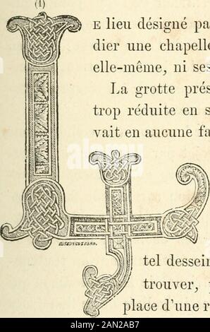 Revue de l'art chrétien . IM G PLCUSCUU JMUIXS CHAPELLE DE N:E, DE LOURDES LA CHAPELLE DE NOTRE-DAME DE LOURDES. E lieu désigné par la Sainte Vierge pour lui dé-dier une chapelle ne pouvait être ni la grotteelle-même, ni ses contosses sur la rive du Gave.la grotte présentait une enceinte couptrop réduite en ses dimensions, et lon ne po :-vait en aucune façon songer à la modifier notement, par respect pour lessouvenirs qui gattachent. Quant à la rive du Gave,des obstells dun autre ordresopposaient à lexécution duntel dessein. A peine sil un'été possible dytrouver, pour lusage des pèle Foto Stock