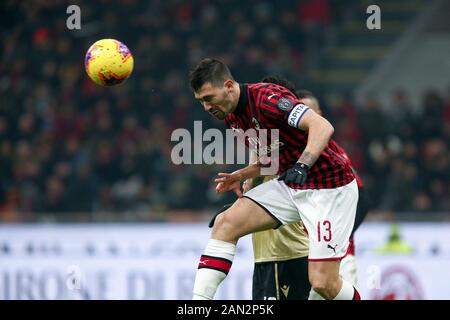 15 gennaio 2020, Milano, Italia: Milano, 15 gennaio 2020, alessio romagnoli (milano) durante il turno di 16 - AC Milan vs Spal - Campionato Italiano TIM Cup - credito: LM/Francesco Scaccianoce (Credit Image: © Francesco Scaccianoce/LPS via ZUMA Wire) Foto Stock