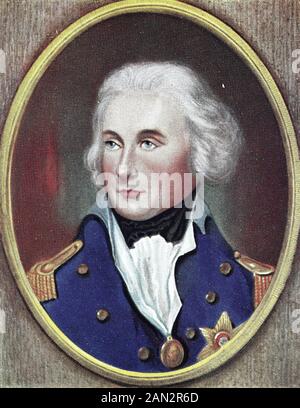 Vice Ammiraglio Horatio Nelson, 1st Visconte Nelson, 1st Duca di Bronté, 29 settembre 1758 – 21 ottobre 1805, è stato un ufficiale britannico della Royal Navy, / Vizeammiral Horatio Nelson, 1. Visconte Nelson, 1. Herzog von Bronté, 29. Settembre 1758 - 21. Oktober 1805, guerra ein britischer Flaggoffizier in der Royal Navy, Historisch, digitale migliorata riproduzione di un originale dal 19th secolo / digitale Reproduktion einer Originalvorlage aus dem 19. Jahrhundert Foto Stock