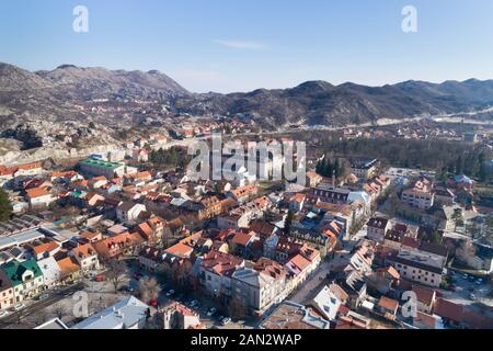 Vista aerea della città di Cetinje in Montenegro Foto Stock