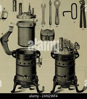 Il cosmo dentale . fornire Moldine come parte del vestito perché impacca giù duro withoutrebound. La Swager è sostanzialmente realizzata in acciaio, temprato dove è necessario l'indurimento. Le tazze, di cui due sono, sono forate alla base, in modo che quando capovolte sopra l'impressional'inserto possa essere versato attraverso la perforazione per formare lo stampo. Così formato ci è meno probabilità del relativo essere distorto nel processo di swaging. Il corredo completo consiste di: LAC DENTALE per le impressioni; STRISCE DI CELLULOIDE per la chiusura dello spazio di cui l'impressione deve essere presa; MOLDINE per l'investimento Foto Stock