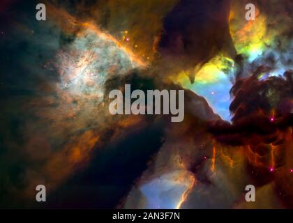 Da qualche parte nello spazio profondo. Torcitoi per filati gigante nella Nebulosa Laguna. La fantascienza di carta da parati. Gli elementi di questa immagine sono state arredate dalla NASA. Foto Stock