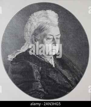 Victoria, Alexandrina Victoria, 24 Maggio 1819 – 22 Gennaio 1901, Regina Del Regno Unito Di Gran Bretagna, / Victoria, Alexandrina Victoria, 24. Maggio 1819 - 22. Januar 1901, Königin des Vereinigten Königreichs Großbritannien, Historisch, riproduzione digitale migliorata di un originale del 19th secolo / digitale Reproduktion einer Originalvorlage aus dem 19. Jahrhundert Foto Stock