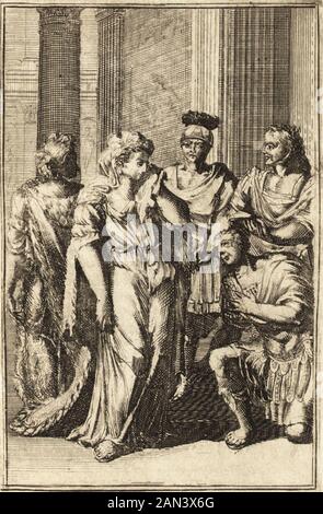 Pictura loquens; sive Heroicarum tabularum Hadriani Schoonebeeck enarratio et explicatio . Nimium poten-:,Quanto pxrentes fangtinis viuclo tencs,natura? quam tc colimus, inviquoque ! Seneca^ Ippolito. 4 aci, ACQUATIO. Totcns)Sdcuci regis iims,A/itiocbus,dCtus Soter,noverct Stratonices infrunito amore corrcptus, im-pium pe&oris vulnus pia diffimulatione contege-but. Itaque diverfi affeclus iisdcm vifceribus in-clufi, fumma cupiditas, & maxima verccundia, ad ultimam tabem c-dipus ejus redimgerunt, Jace-bat i|^e inleclo, nioribundo fimilis. Lamenta-bantur neeffarii. Pater moerore Foto Stock