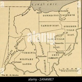 La realizzazione della nazione americana; una storia per le scuole elementari . et-lements there.In 1800 il ter-ritory è stato diviso, e territorio dell'Indiana ^ è stato organizzato, con la sua sede di governo a Vincennes. Nel 1802 i settlerserwere in grado di organizzare lo stato dell'Ohio, e di ammetterlo all'Unione. Ohio, il diciassettesimo stato, è stato il primo dei vari stati che sono stati formati dal NorthwestTerritory. L'Elezione Presidenziale Del 1792. Nell'estate del 1792Washington è stata richiesta dai principali membri di entrambi i politici 1 L'area dell'attuale stato dell'Ohio è stata regolata da varie terre Foto Stock