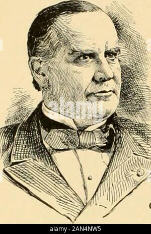 La famiglia la storia degli Stati Uniti e del suo popolo per giovani americani . ted in questo paese. La tariffa è stata nuovamente la questione principale in presi- elezione ofdential elezione del 1892, quando Harrison e Clevelandwere ancora una volta i candidati contrapposti. Cleveland waselected. Non vi è stata difficoltà finanziarie, con una stagnazione parziale la tariffa wiuon. di business, in questo momento, che da alcuni è stato attributedlargely al diritto d'argento del 1890. In agosto 1893, thatlaw è stata abrogata ; e il prossimo anno una nuova tarif? Billwas passati, chiamato il Wilson Bill, che reducedmany dei dazi e abolishe Foto Stock