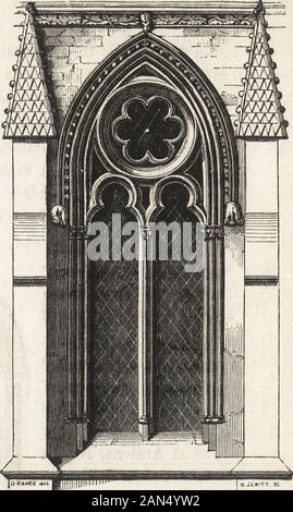 Un'introduzione allo studio di architettura gotica . Inizio finestre francesi. dal Professor Willisplate - tracery, isabundantly utilizzatinell Francia, mentreè comparativelyrarely trovato inEngland. Windowsare circolare molto morecommonly utilizzato inFrance di inEngland, in tutti thestyles. In early stylethey Francese sono dello stesso carattere inquanto circolare aperto-ing oltre l'sidewindows a Char-tres. Il churchof San Nicola ha atBlois severalcircular windowsof questo personaggio, e dello stesso modello, sebbene su scala asmaller, come la bella finestra al termine del transetto thenorth nella Cattedrale di Lincoln; e come th Foto Stock