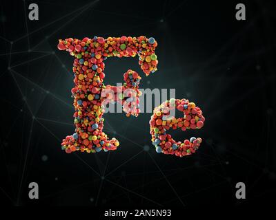 Fe minerali, minerali vitamina complesso con formula chimica . 3d illustrazione Foto Stock