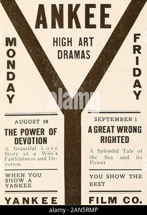 Moving Picture News (1911) . Agosto 28 la potenza OFDEVOTION una bella LoveStory di WifesFaithfulness e de-votion. Quando YOUSHOW AYANKEE YANK E E 344 EAST 32d ST. FILM CO. N. Y. CITTÀ LUMIERE FILM CINEMATOGiiAPH FUtFIIiliS ogni WAWTAIirSWEKS ogni REQXIKEMEKT perfetto garantito nella fabbricazione uniforme e affidabile è la MIGLIORE PER VOI per utilizzare ora e sempre3i centesimi al piede (non forata in) x cento per piede extra per la perforazione di brodo fresco è qui e la vendita di rapido utilizzo METHYNOL (stesso come Metol) e risparmiare denaro.Il suo migliore sviluppo di agente noto.Chiedete informazioni-il prezzo è giusto. LUMIERE JOUCLA CO. 75 Foto Stock