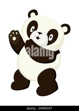 Panda stilizzata corpo pieno disegno. Semplice orso panda icona o logo design Illustrazione Vettoriale