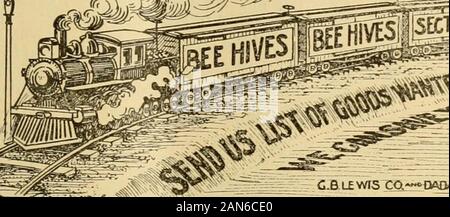 Spighe in bee cultura . di me e di colui che è run-ning out-apiari: e il sig. E. F. Atwater, di Idaho,che ha per molti anni gestito diversi apiari,alcuni di loro molte miglia da casa, è aseries di scrittura di articoli per il riesame Bee-Keepers, givinghis esperienza nella produzione di entrambi i pettini e extractedhoney, rivolgendo particolare attenzione all'uomo-agement o il controllo di aumento. L'apertura para-grafico del secondo articolo della serie è come segue:Il sistema di sciame di controllo o non-sciamare,che mi ha dato i migliori risultati con il minimo di manodopera, con o senza aumento, nessun absc Foto Stock