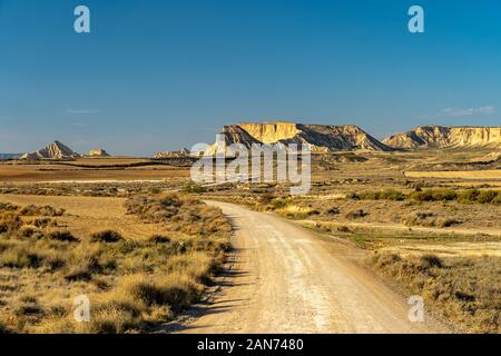 Bardenas Reales - un semi-deserto regione naturale nel sud-est della Navarra (Spagna) Foto Stock