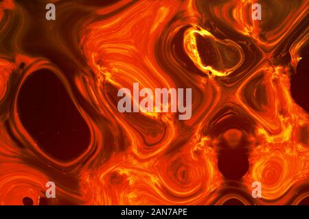 Sfondo astratto con liquido acrilico texture. Opere d'arte moderna con macchie e dagli spruzzi di vernice di colore. Applicabile per nel confezionamento del caffè, etichette Foto Stock