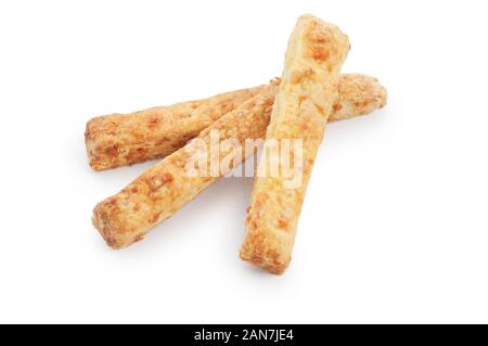 Studio shot di formaggio artigianale cannucce tagliate fuori contro uno sfondo bianco - Giovanni Gollop Foto Stock