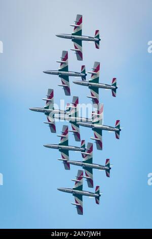 Fairford, Gloucestershire, Regno Unito - 20 Luglio 2019: La forza aerea italiana Tricolori esegue a Fairford International Air Tattoo 2019 Foto Stock