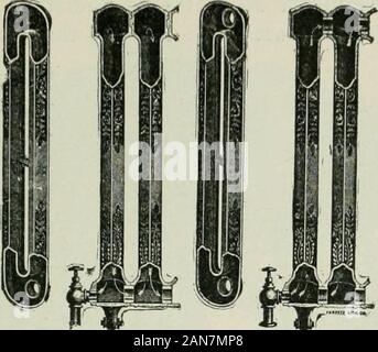 Riscaldamento e ventilazione di edifici : un manuale per il riscaldamento di ingegneri e architetti . Fig. 104.-Sezione di calda acqua radiatore. Hot-radiatori ad acqua sono anche realizzati unendo sezioni verticalpipe con nippli nella parte inferiore e superiore, come mostrato in fig. 106. * Riscaldamento e ventilazione di residenze, da Willet. Radiatori e superfici di riscaldamento. 145. W (vapore.) (HO x-ACQUA ) Fig. 105.-Sezione di Cast-ikon radiatore. Foto Stock